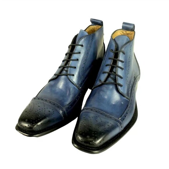 Chaka Mens Blue Leather Boots main image 4